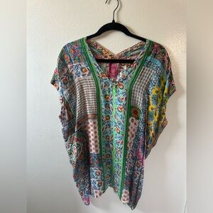 Johnny Was Silk Poncho Style Top